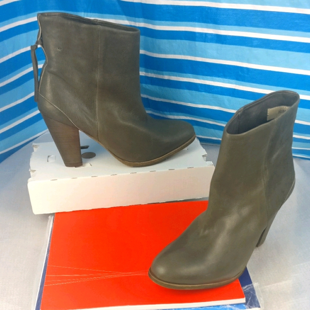 Green 100%ALL LEATHER Minimalist Ankle boot -HUMANOID Dutch ethical brand 40/8us